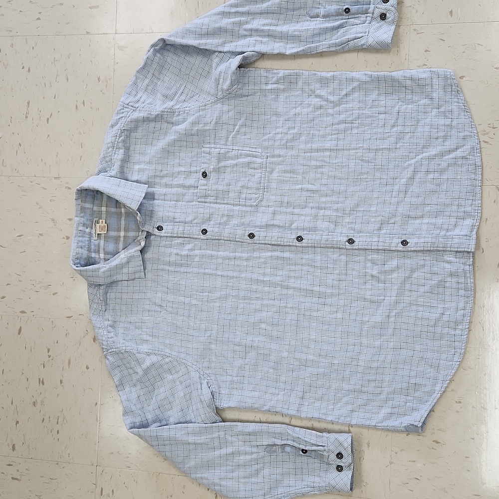 Carbon 2 Cobalt Light Blue & Gray Flannel Long Sleeve Button Down Shirt Size XXL